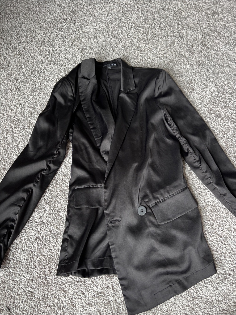 JLUXLABEL Black Satin Single-Button Women's Blazer